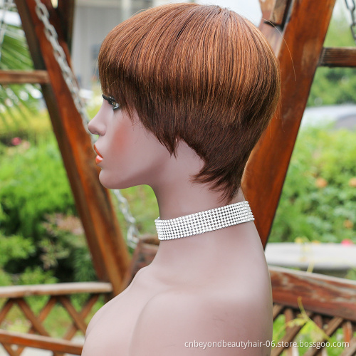 Human Hair Short Pixie Wigs for Black Women Human Hair Cut Short Wig with bangs for Black Women